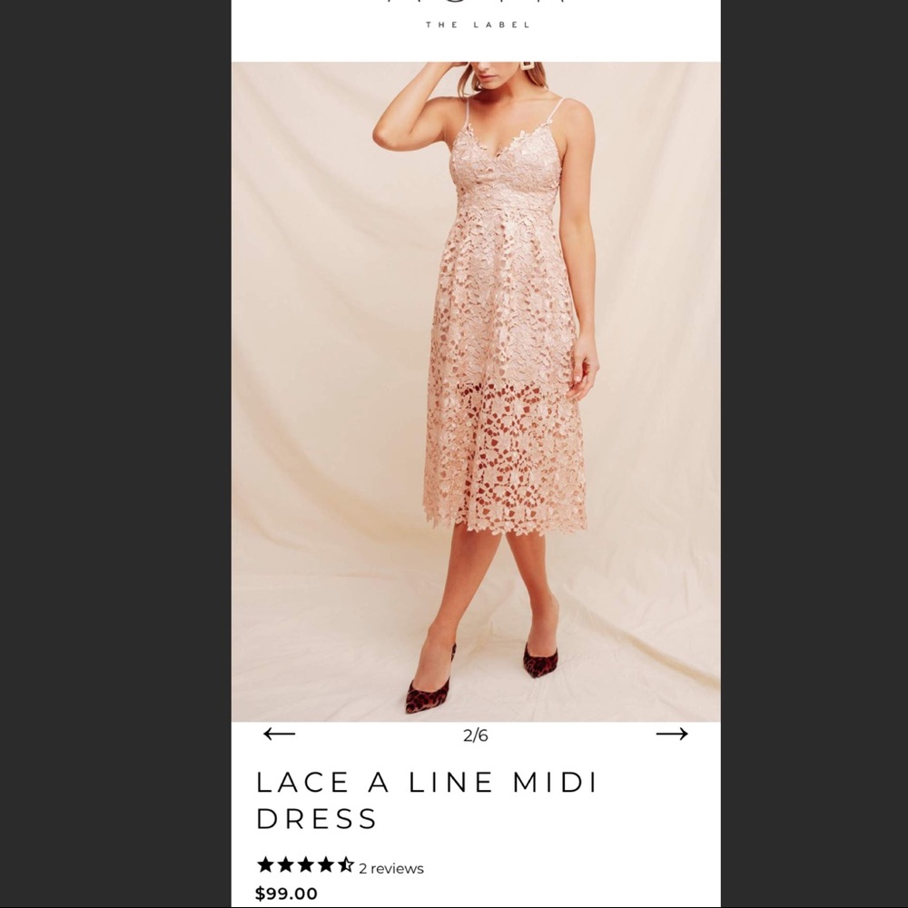 ASTR THE LABEL LACE A LINE MIDI DRESS - ROSE GOLD